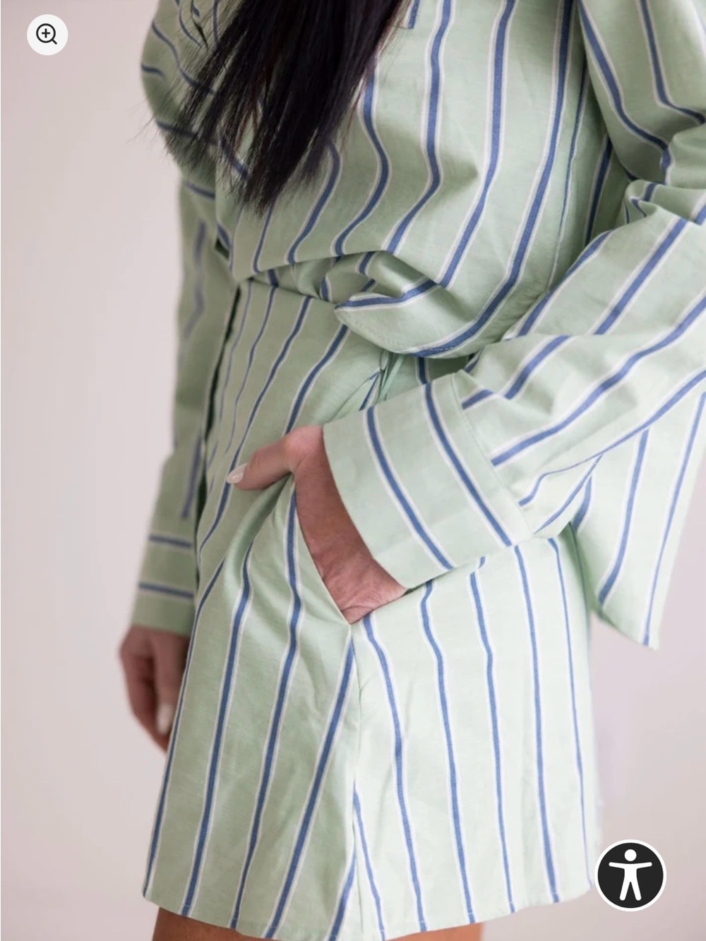 NWT Mable Striped Mint Button-Front Skirt - Picture 2 of 3